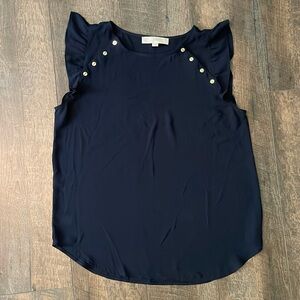 Loft Size Small Navy Tank with Button Accents